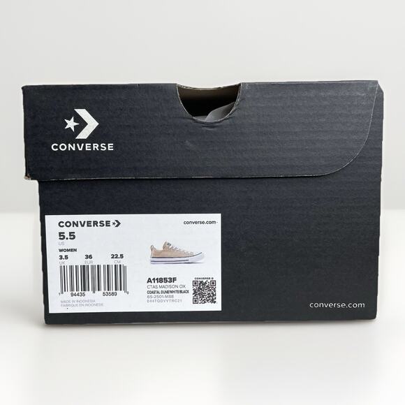 Converse CTAS Madison Ox Coastal Dune Sand Women's Sz 5.5 Sneakers White Black - Picture 8 of 10